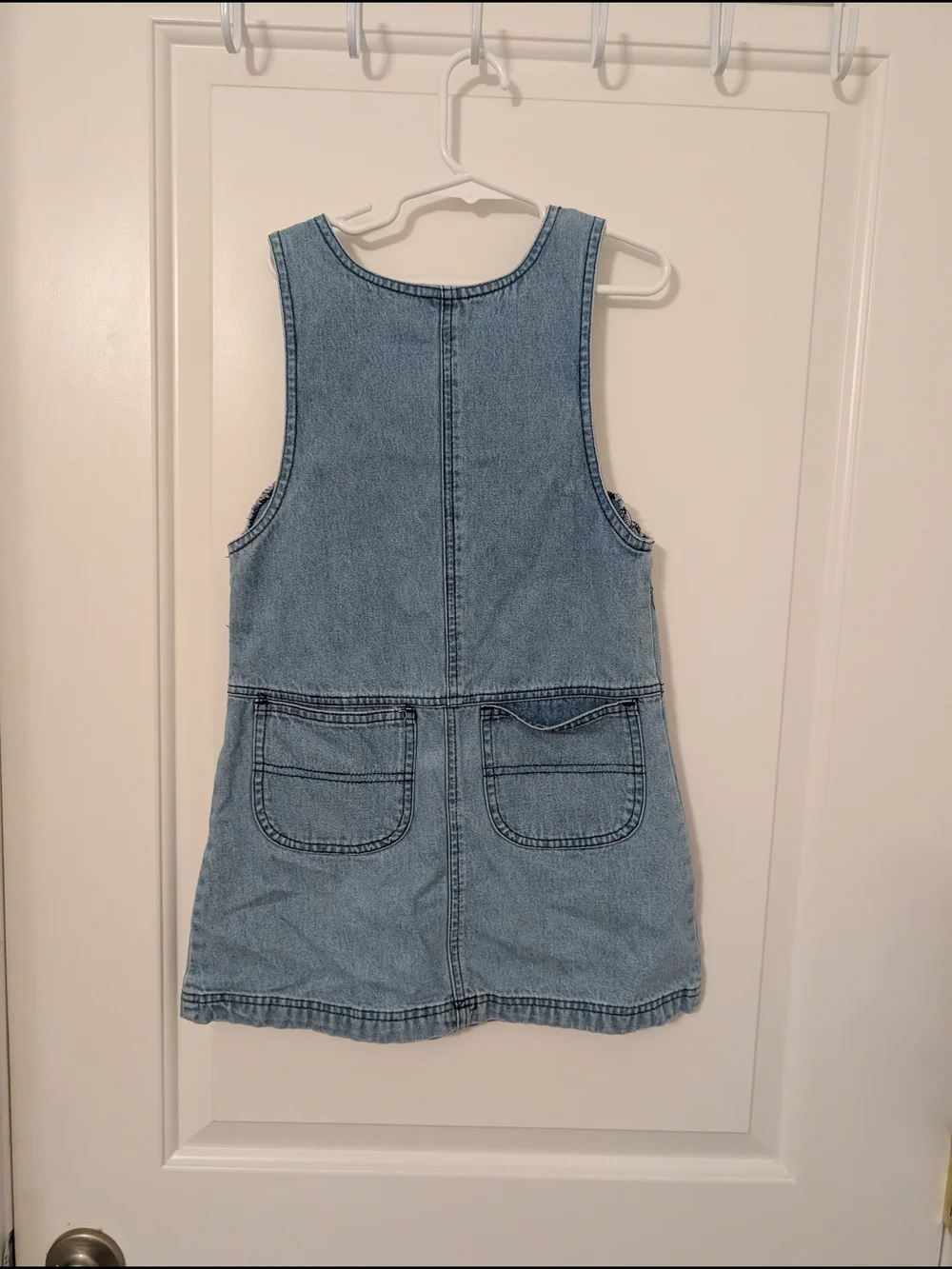 Vintage OshKosh B'gosh Denim Jumper Dress Girls 6 Blue Jean Pockets 90s